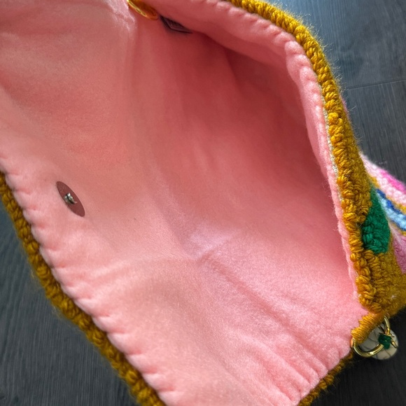 Floral Beaded Crossbody Clutch - Pink & Mustard - Picture 9 of 9